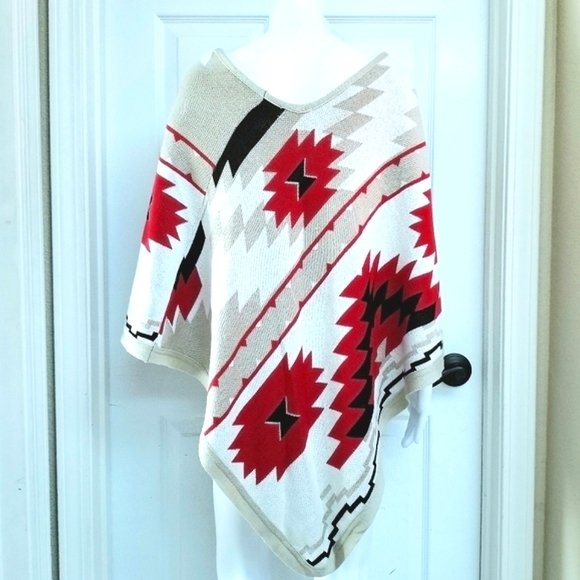 Boston Proper Aztec Print Poncho Shawl - Picture 3 of 9